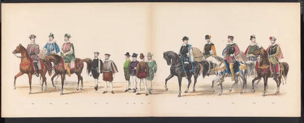 Mascarada de los estudiantes de Leiden, 1870 (lámina 9) Procesión de disfraces realizada por los miembros del cuerpo de estudiantes de Leiden el 7 de junio de 1870, en celebración del 295 aniversario de la Leidsche Hoogeschool, que representa una visita a 