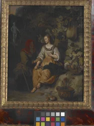 Vertumnus y Pomona (óleo sobre madera)