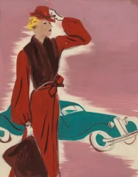 Moda femenina 1930s, Vestido con estola
