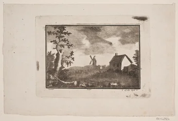 Paisaje con casa y molino