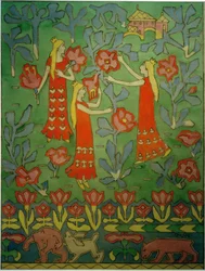 Tres princesas en el jardín de cuentos de hadas