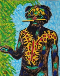 Chamán aborigen, 2020 (óleo sobre lienzo)