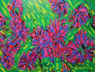 Flores imaginarias abstractas, 2021 (óleo sobre lienzo)