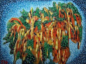Cocotero en el crepúsculo,2019 (óleo sobre lienzo)