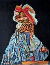 Perro chamán de ojos aceitunados, 2022 (óleo sobre lienzo)