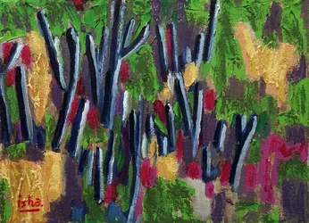 Saguaros de primavera, 2018 (óleo sobre lienzo)