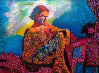Tattooed Temptress,2023, óleo sobre lienzo