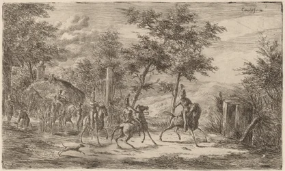 Caballería y carro de heno