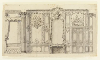 Elevación de pared del dormitorio del Príncipe de Rohan, Hôtel de Soubise, París