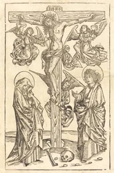Cristo en la cruz con ángeles
