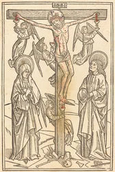 Cristo en la cruz con ángeles