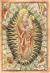 Madonna y Niño en un Rosario