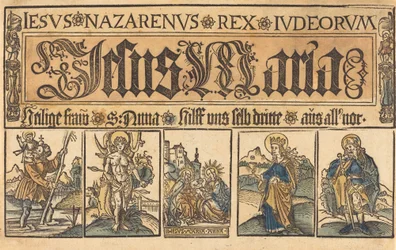 Santa Ana, la Madonna y el Niño y los santos Cristóbal, Sebastián, Clara y Roque