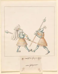 Freydal, El libro de justas y torneos del emperador Maximiliano I: Combates a pie (Justas)(Volumen III): G. Wolf von Fürstenberg mit Heleparten, Plato 141