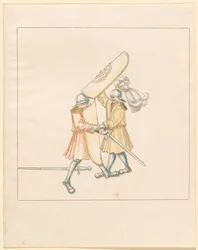 Freydal, El libro de justas y torneos del emperador Maximiliano I: Combates a pie (Justas)(Volumen III): Placa 156