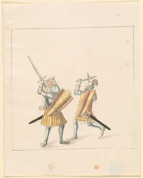 Freydal, El Libro de Justas y Torneos del Emperador Maximiliano I: Combates a Pie (Justas)(Volumen III): Plato 155