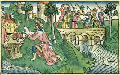 2 Reyes 16:9-16 El pueblo de Damasco es llevado cautivo, de la Biblia de Núremberg (Biblia Sacra Germanaica)