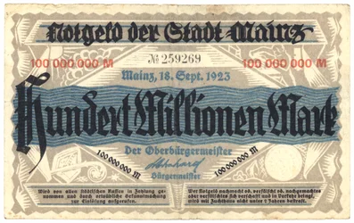 Un billete de cien millones de marcos, 1923
