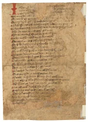 Hoja de Das Spiegelbuch, en alto alemán medio, Suabia oriental, probablemente Augsburgo, c. 1470 (tinta sobre papel).