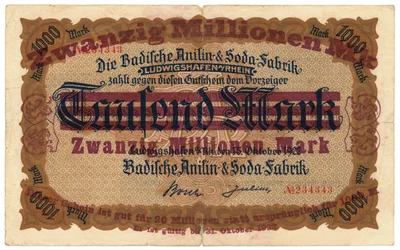 Un billete de veinte millones de marcos, 1922