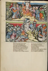 Iluminaciones de Abimélec de la Weltchronik, ms. 33, fol. 137v, hacia 1400-10