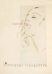 Anuncio de "Batschari Cigaretten", de Styl, pub.1922 (impresión en pochoir)