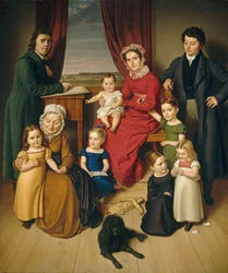 Un artista y su familia, c.1830 (óleo sobre lienzo)