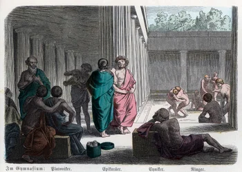 Historia Antigua. Grecia. Platonistas, epicúreos y cínicos: atletas ... (grabado)