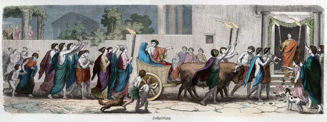 Historia Antigua. Grecia. Fiesta de boda ... (grabado)