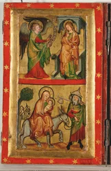 Anunciación y Huida a Egipto, del Clarissinnenaltar ", el altar de las monjas de Santa Clara en Wroclaw, Polonia (temple sobre madera)