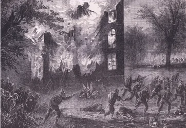 Ataque a una posición avanzada francesa, Historia de la Guerra entre Francia y Alemania de Cassell publicada por Cassell and Company Limited, c.1890