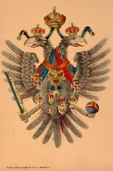 Escudo de armas imperial austrohúngaro, publicado por Robraki & Co., Magdeburgo, c.1865