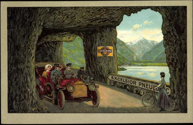 Automoción en Túnel, Neumática Excelsior (litografía)