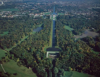 Arte barroco: Vista aérea del Parque de Nymphenburg, siglo XVII, Múnich, Alemania