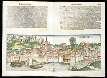 Vista Aérea de Constanza del Crónica de Núremberg por Hartmann Schedel (1440-1514) 1493