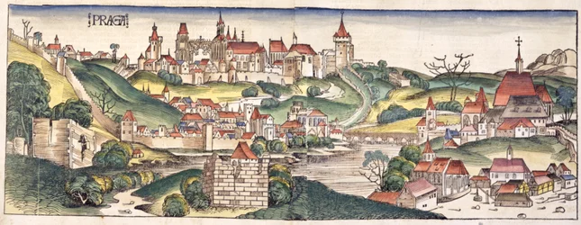 Vista Aérea de Praga del Crónica de Núremberg por Hartmann Schedel (1440-1514) 1493