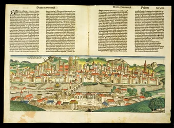 Vista Aérea de Ratisbona, del Crónica de Núremberg por Hartmann Schedel (1440-1514) 1493