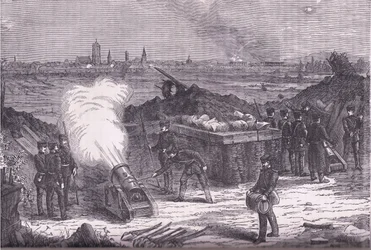 Bombardeo de Schelestadt, Historia de la Guerra entre Francia y Alemania de Cassell, publicada por Cassell and Company Limited, c.1890 (litografía)