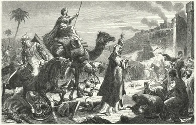 El califa Umar entrando en Jerusalén, 637 (grabado)