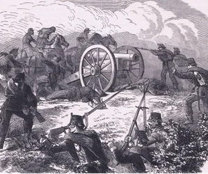 Captura de un cañón de campaña, Historia de la guerra entre Francia y Alemania de Cassell, publicada por Cassell and Company Limited, c.1890