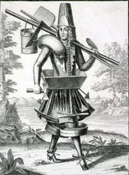 Traje para un masón, publicado por Gerard Valck (1651/2-1726), hacia 1690