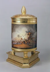 Olla cubierta que representa el Asalto de Ciudad Rodrigo, del Servicio de Cena Prusiano, Berlín, 1816-19