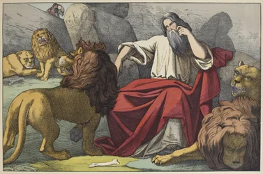 Daniel en el foso de los leones, ilustración de L