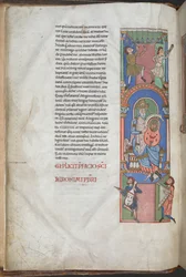 David como arpista en el prefacio de los Salmos, "Biblia de Worms", Harley 2804 f.3v, 2º-3º cuarto del siglo XII (tinta y color sobre pergamino)