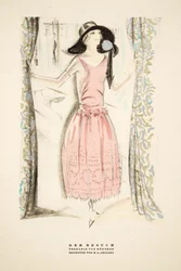 Der Besuch", Vestido de té de Gunther, de Styl, pub.1922 (impresión pochoir)