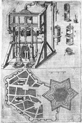Diseño para fortificación de Harmonia in Fortalitiis Construendis, Defendensis & Oppugnandis por Wendelin Schildknecht, pg120, publicado 1652