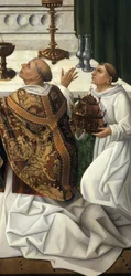 Detalle de la Misa de San Gregorio, de un retablo de la Resurrección