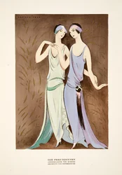 Die Freundinnen, vestidos de Kuhnen, de Styl, pub.1922 (impresión en pochoir)