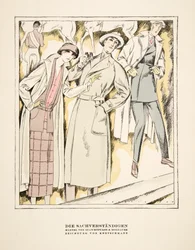 "Die Sachverständigen", anuncio de abrigos de Stawropulos  Moldauer, de Styl, pub.1922 (impresión en pochoir)