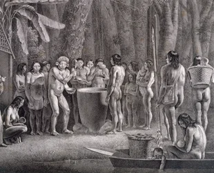 Festival de bebida de la tribu Coroados, c.1835-50